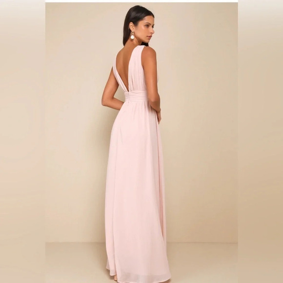 Lulu’s Heavenly Hues BLush Maxi  Formal Dress LARGE# 0210 - Picture 3 of 6